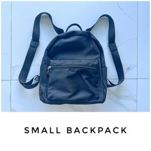 Small mini backpack black nylon water resistant 11x10x4.5